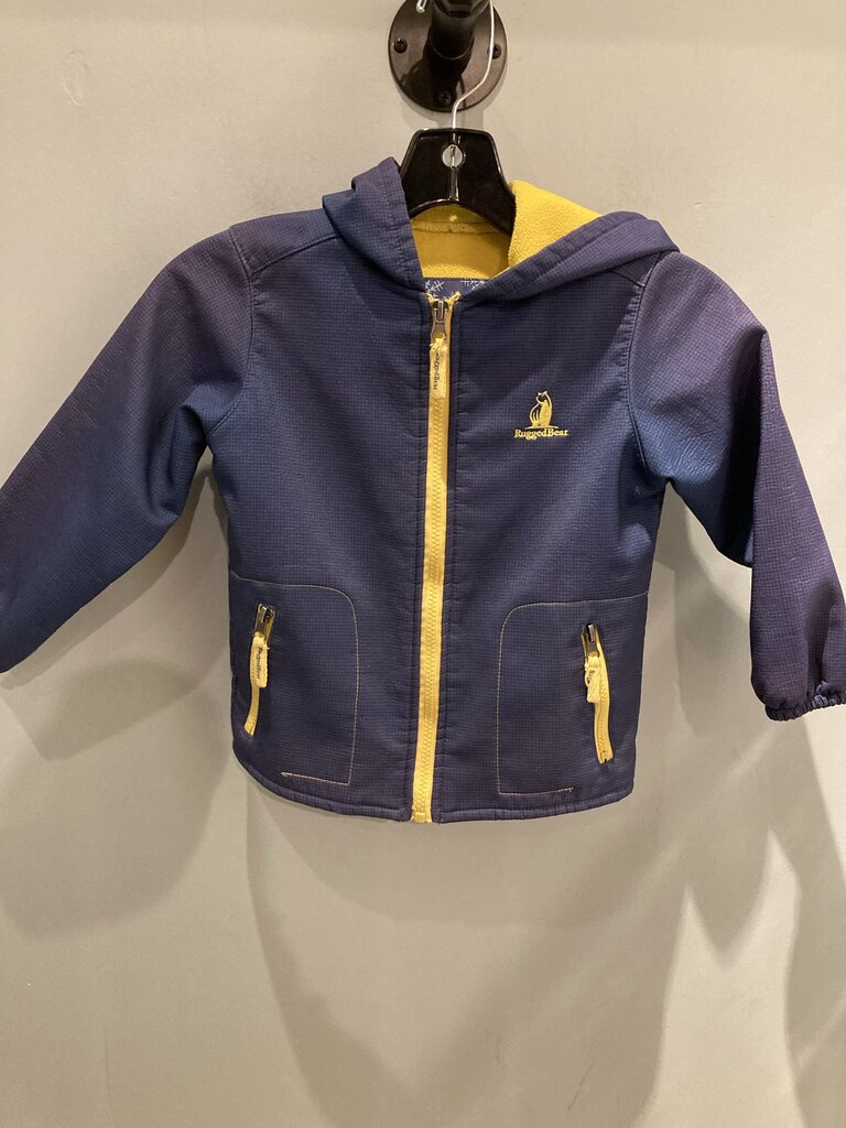Rugged Bear Full Zip Hoody, Blue/Yellow, Kid's 4T