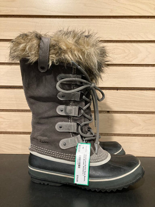 Sorel Lace Up Fur Duck Boots, Dark Brown, Women's 7