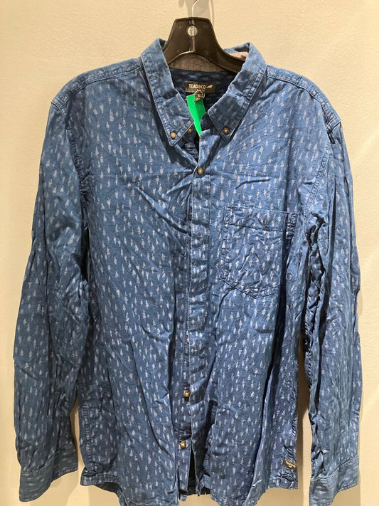 Toad and CO LS Button Up, Navy/Trees, Men's XL