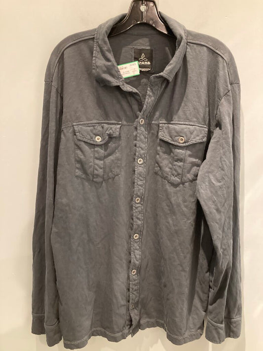 Prana LS Button Up Top, Blue, Men's XL