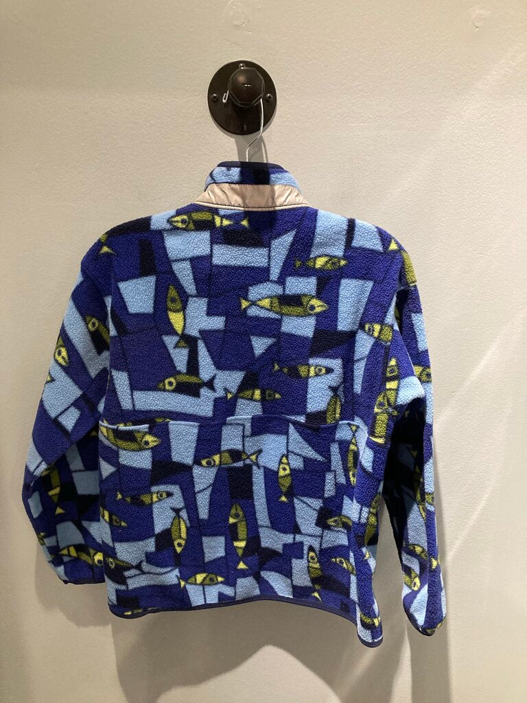 Patagonia Fleece 1/4 Zip, Blue Print, Kids XL