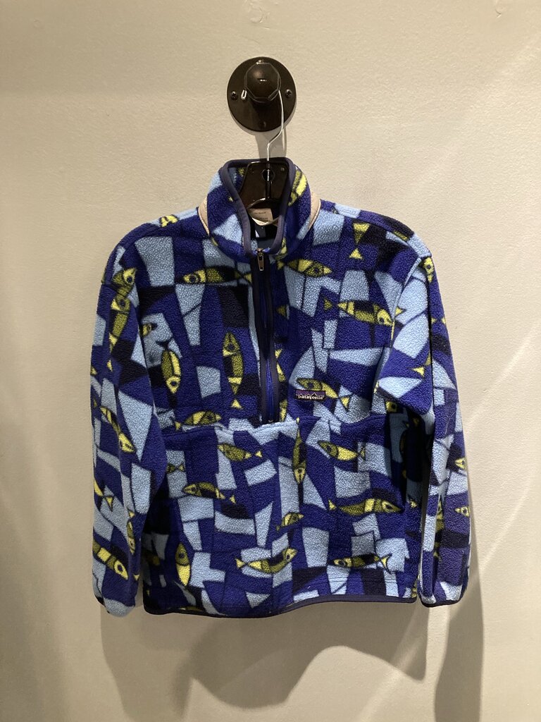 Patagonia Fleece 1/4 Zip, Blue Print, Kids XL