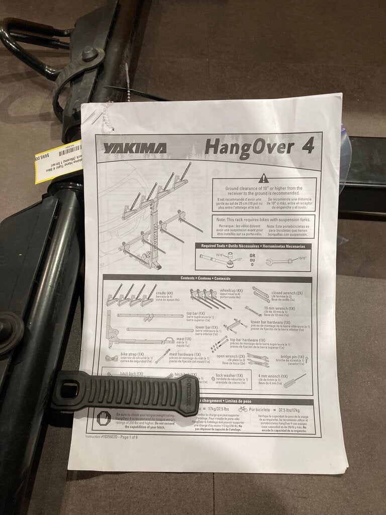 Yakima HangOver 4-Bike Rack (Missing 1 Strap)