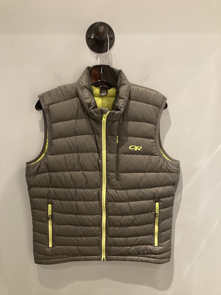 Outdoor Research Down Vest, Grey/Yellow, Men's M