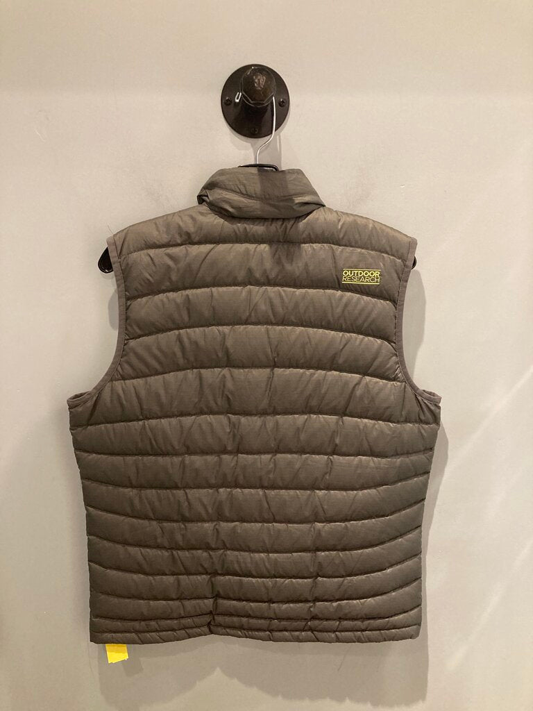 Outdoor Research Down Vest, Grey/Yellow, Men's M