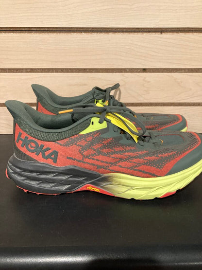 (NEW) Hoka Speedgoat 5 Shoes, Red/yellow, Men's 11.5