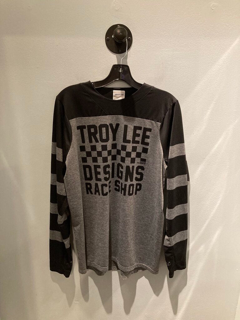 Troy Lee LS Bike Top, Black/Logo, Men's M
