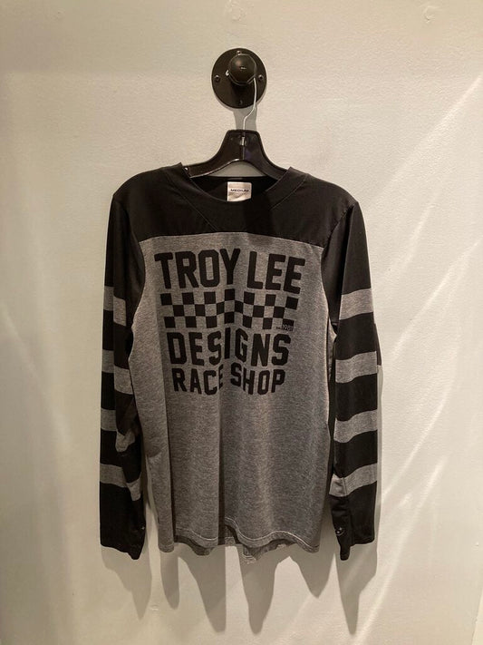 Troy Lee LS Bike Top, Black/Logo, Men's M