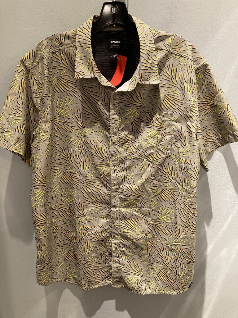 Prana SS Vented Top, Green/Pattern, Men's L