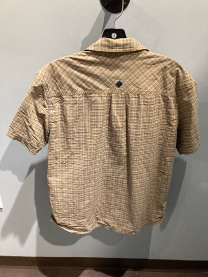 Prana SS Button Up, Brown/Yellow, Men's M