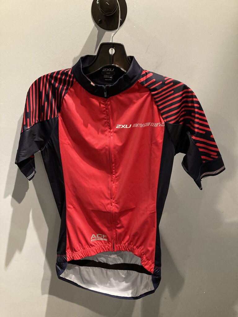 2XU SS Full Zip Jersey, Red/Navy, Women's S