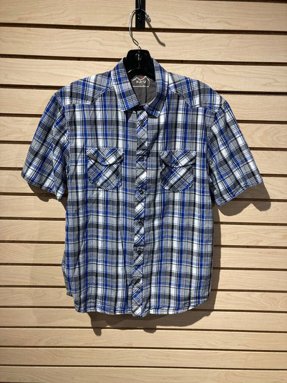 Kavu SS Button Up, Blue/White/Black, Men's M