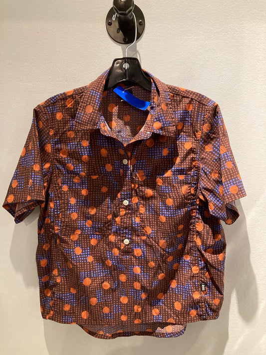 REI SS Button Up, Brown/Red/Blue, Women's S