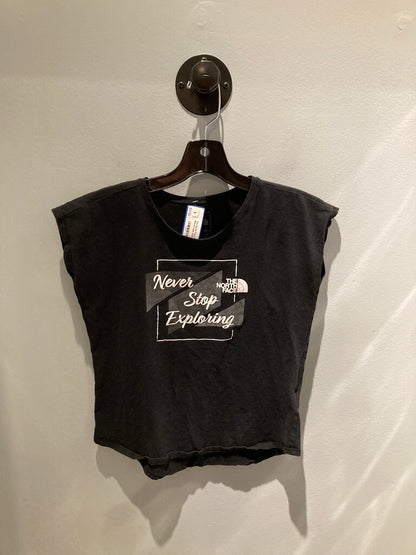The North Face SS Crew, Black/Logo, Kid's L