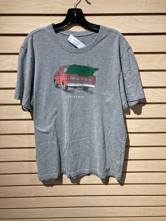 Life Is Good SS Tee, Grey/Peace, Men's L