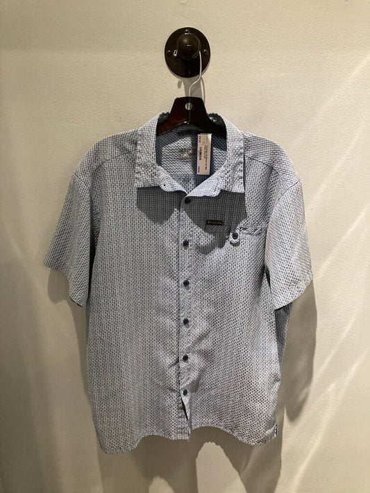 Columbia SS Button Up, Blue Plaid, Men's M?