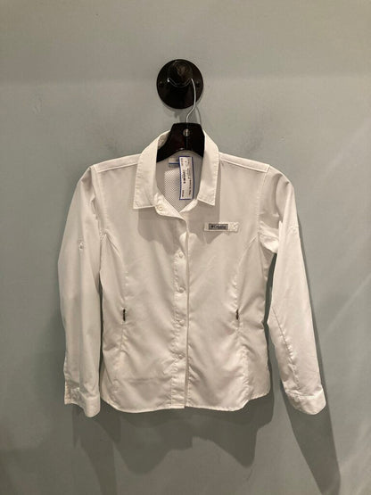 Columbia LS Button Up, White, Kid's M
