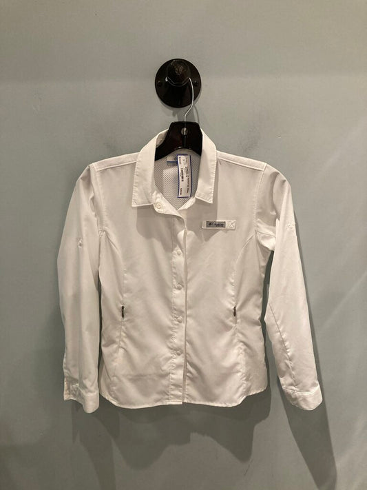 Columbia LS Button Up, White, Kid's M