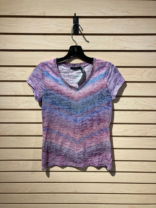 Prana SS V-Neck, Pink/Blue, Women's XS