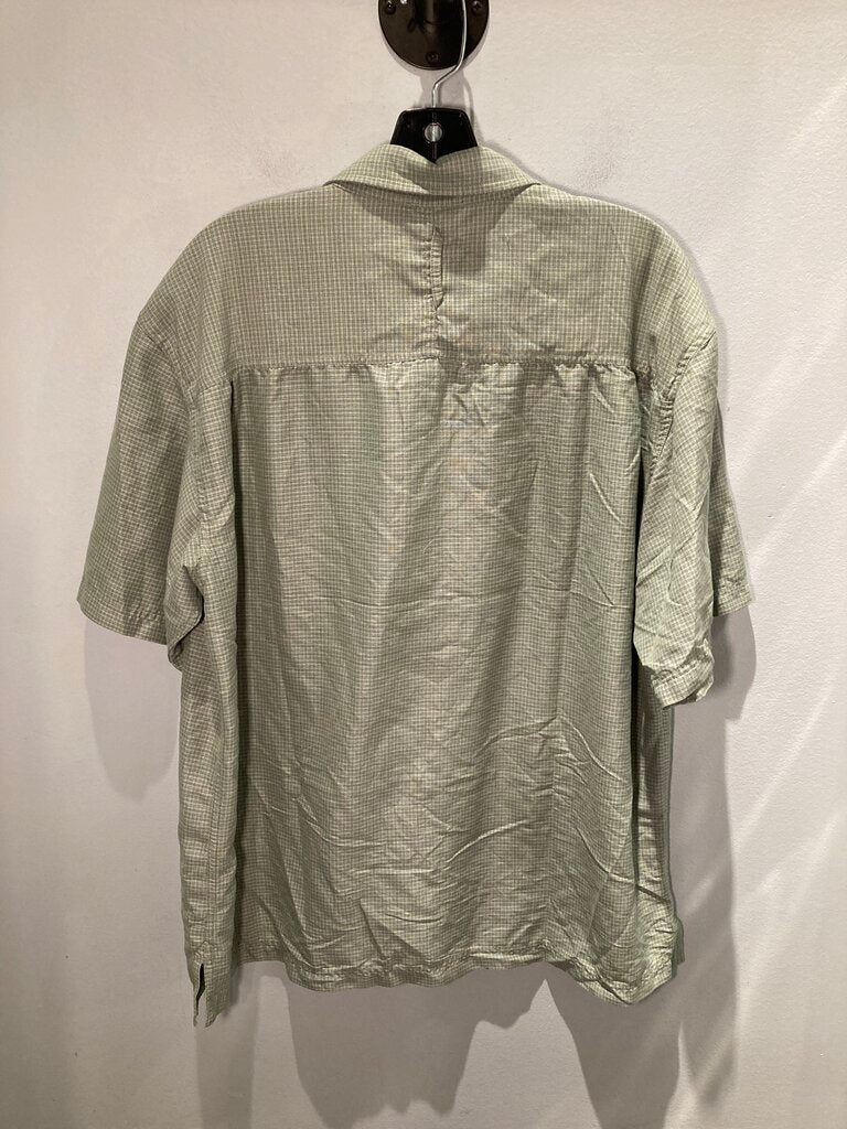 The North Face SS Button Up, Green Grid, Men's L