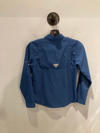 Columbia LS Button Up, Solid Blue, Kid's M
