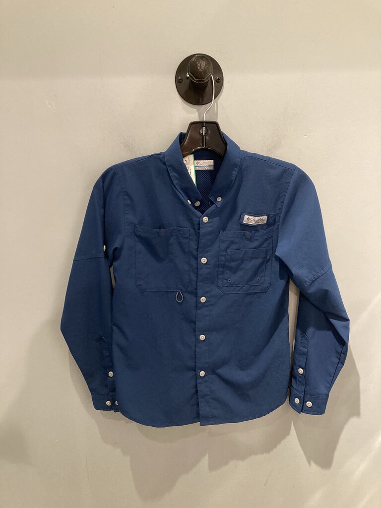Columbia LS Button Up, Solid Blue, Kid's M