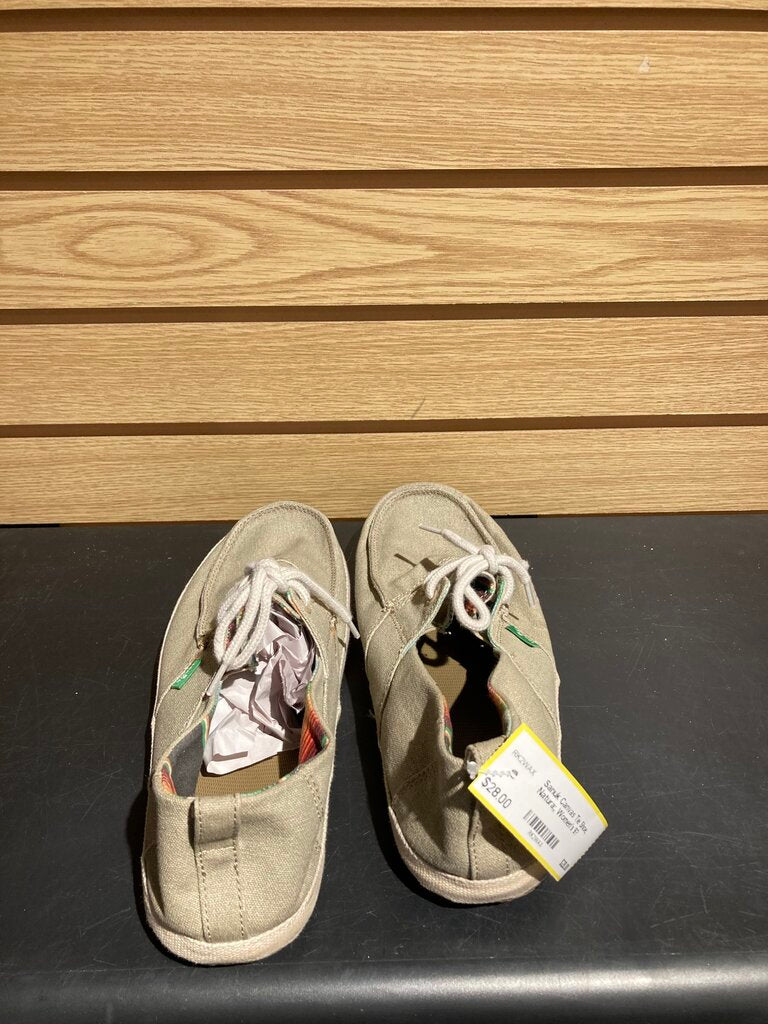 Sanuk Canvas Tie Shoe, Natura;, Women's 9?
