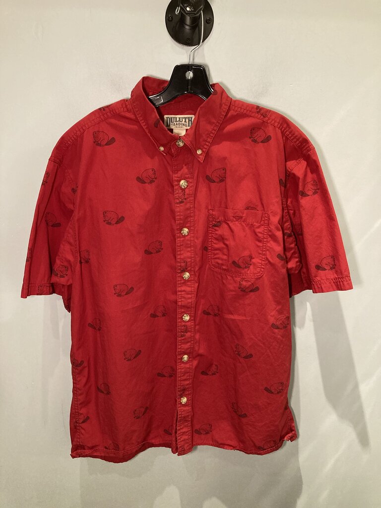 Duluth SS Button Up, Red/Beaver, Men's M'