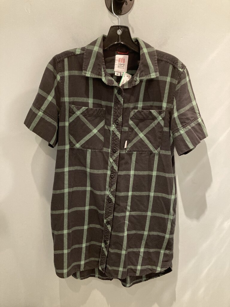 Topo SS Dress, Green Plaid, Women's M