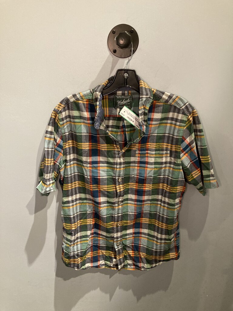 Wooolrich SS Button Up, Green/Mustard Plaid, Men's M