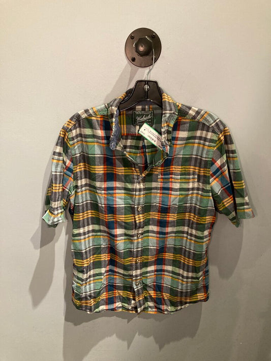 Wooolrich SS Button Up, Green/Mustard Plaid, Men's M