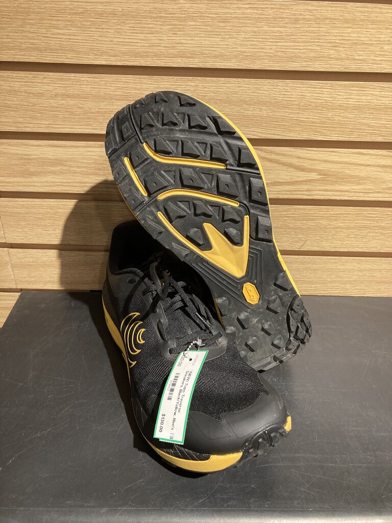 (NEW) Topo Traverse Sneakers, Black/Yellow, Men's 13