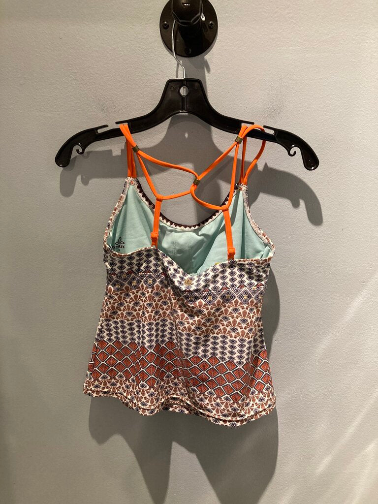 Prana Swim Top, White/Orange/Brown, Women's S