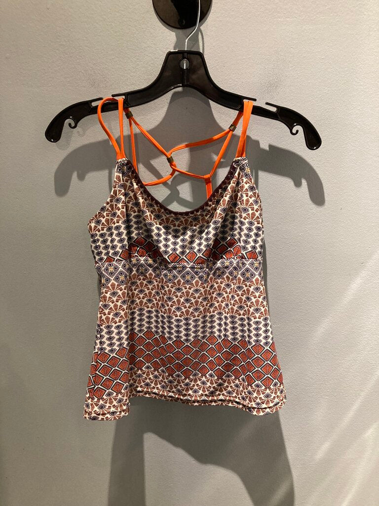 Prana Swim Top, White/Orange/Brown, Women's S