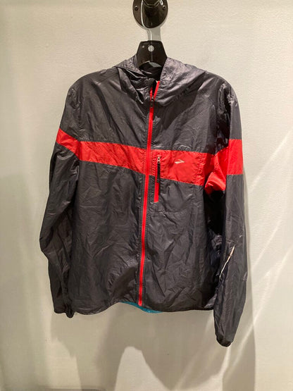Brooks Hooded Wind Jacket, Navy/Red, Women's M