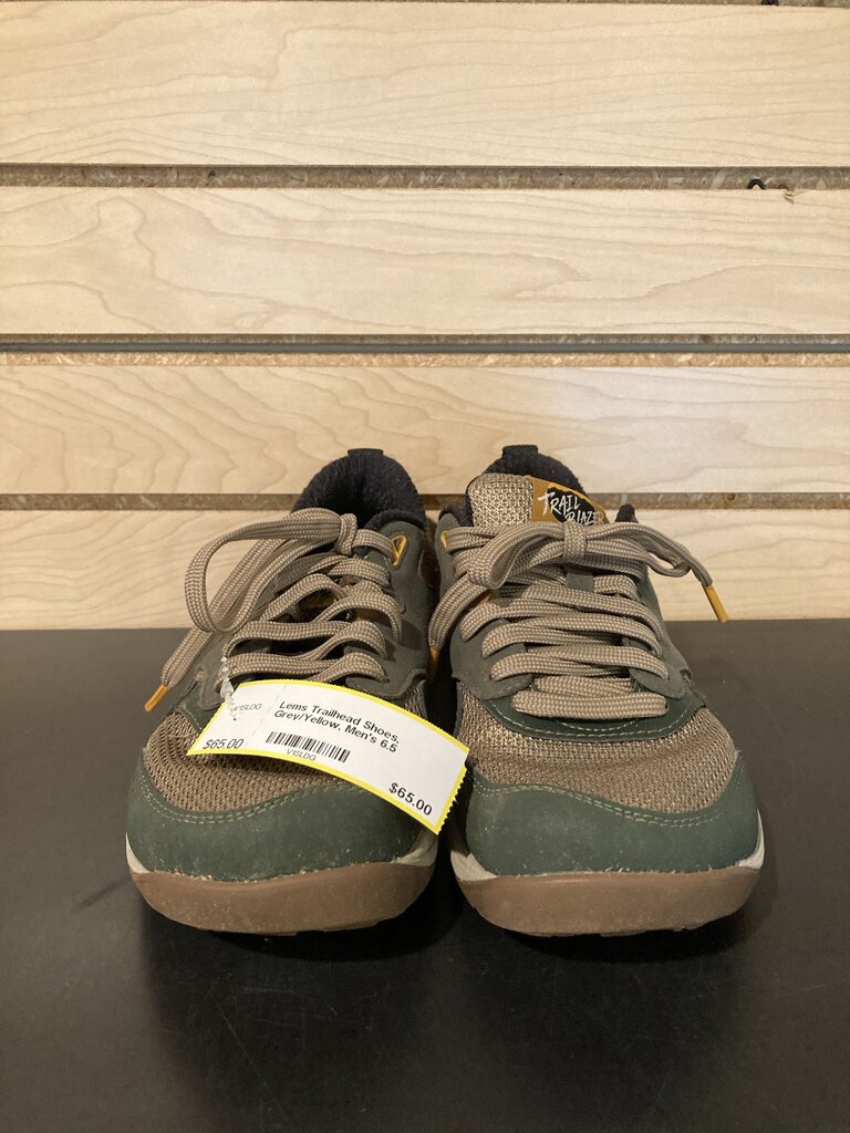 Lems Trailhead Shoes, Grey/Yellow, Men's 6.5