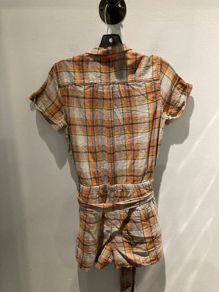 Toad & Co Button Up Romper, Blue/Brown/Pink, Women's S