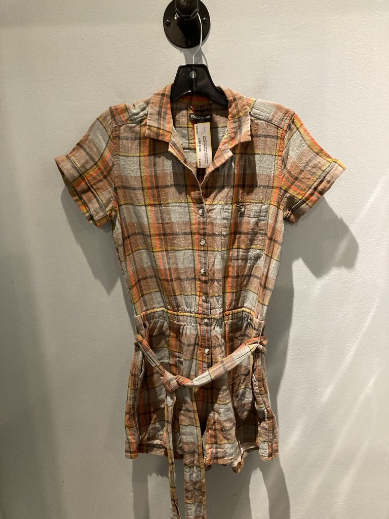 Toad & Co Button Up Romper, Blue/Brown/Pink, Women's S