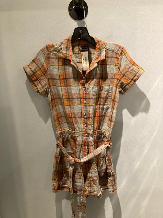 Toad & Co Button Up Romper, Blue/Brown/Pink, Women's S