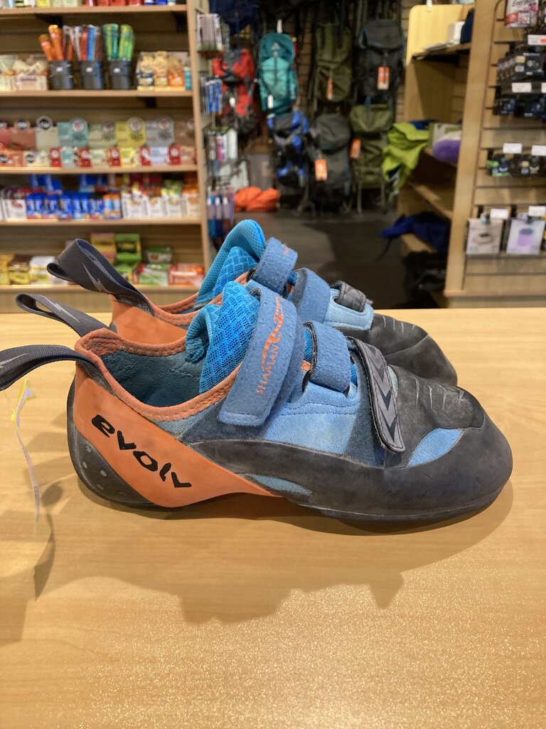 Evolv Shaman Climbing Shoe, Blue/Orange, Women's 8.5