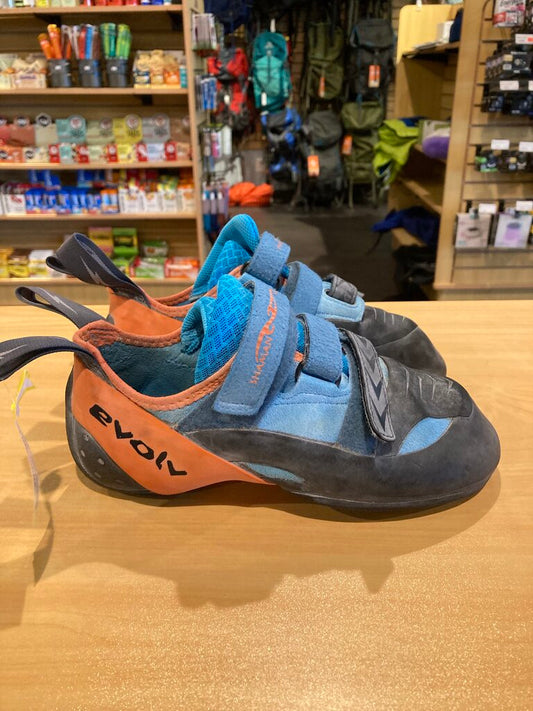 Evolv Shaman Climbing Shoe, Blue/Orange, Women's 8.5
