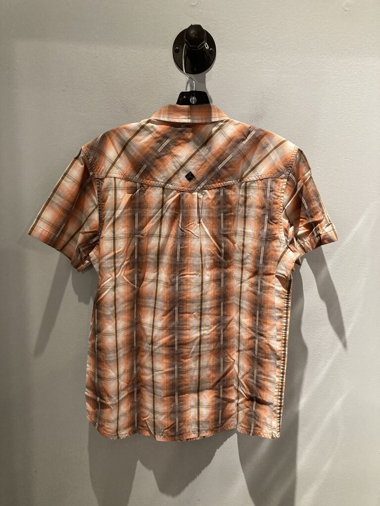 Prana SS Snap Up, Orange/Brown, Men's M
