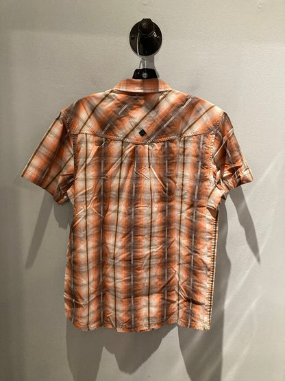 Prana SS Snap Up, Orange/Brown, Men's M