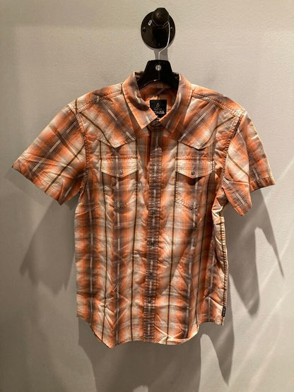 Prana SS Snap Up, Orange/Brown, Men's M
