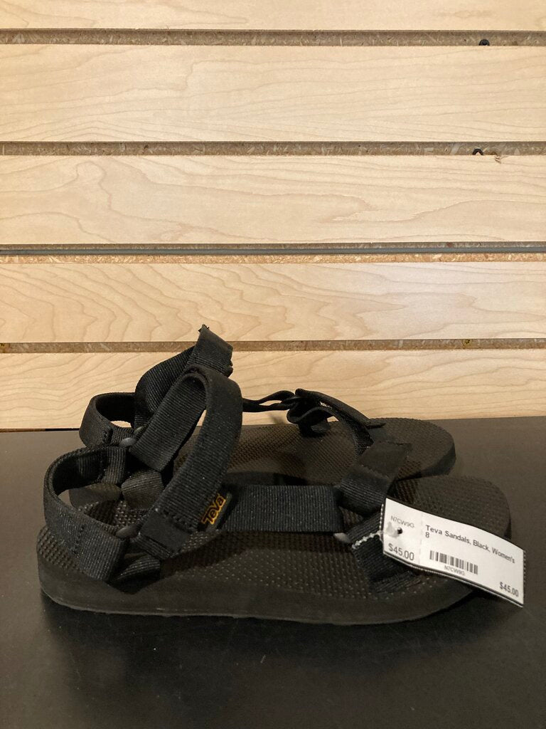 Teva Sandals, Black, Women's 8
