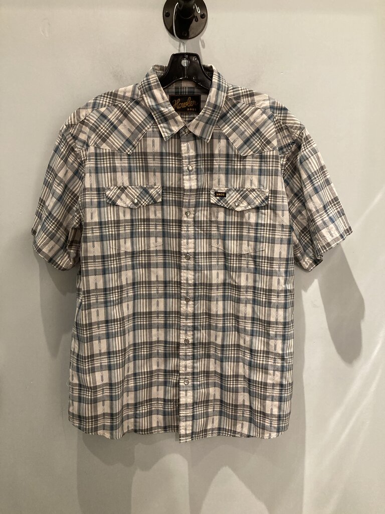 Howler Bros SS Snap Up, Blue Plaid, Men's L