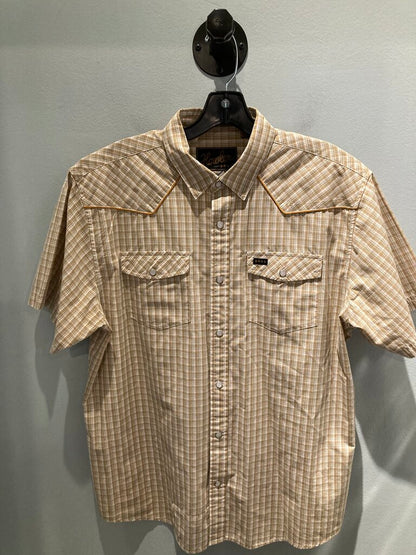 Howler Bros SS Snap Up, Khaki Plaid, Men's L