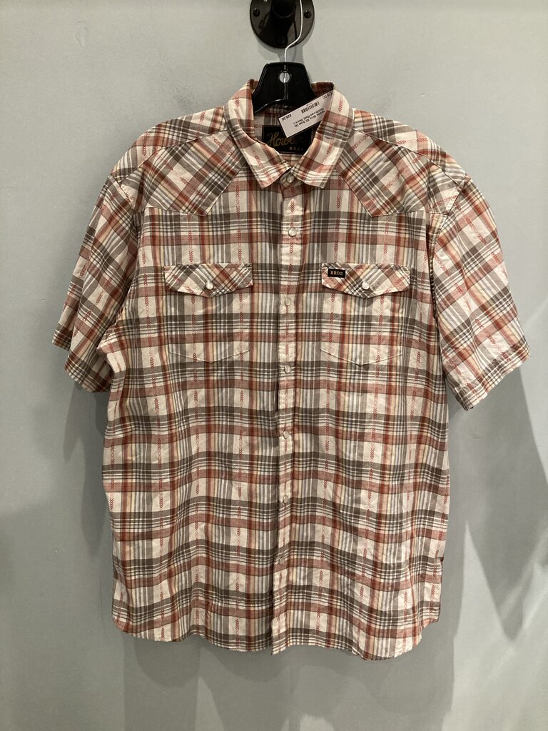Howler Bros SS Snap Up, Red/Brown Plaid, Men's L