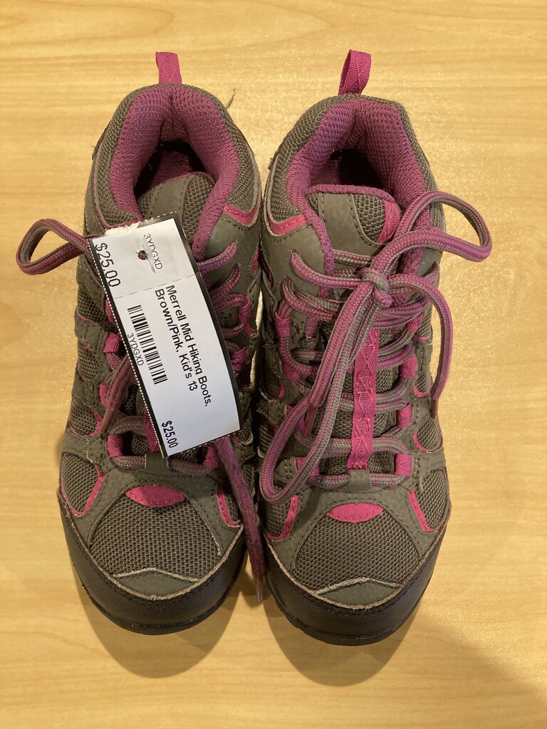 Merrell Mid Hiking Boots, Brown/Pink, Kid's 13