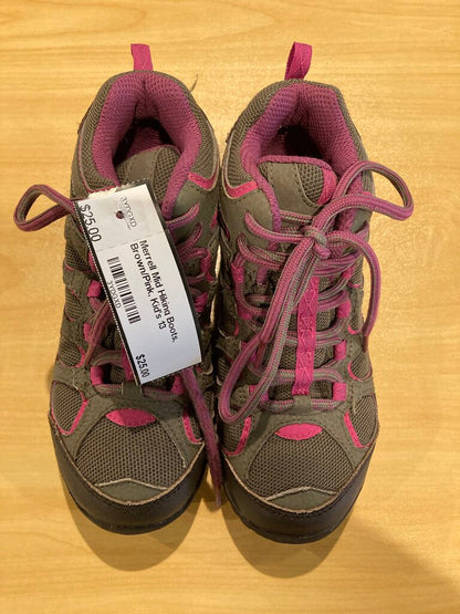 Merrell Mid Hiking Boots, Brown/Pink, Kid's 13